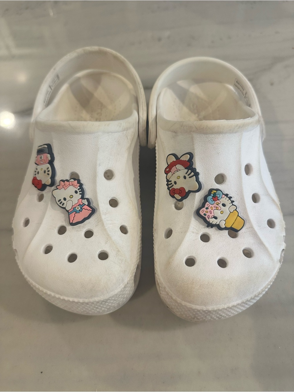 CROCS Kids Clogs in White and Pink Glitter - Picture 2 of 11